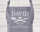Mens Apron Gift - Personalised Fathers Day Gift for Dad Barbecue BBQ Cooking Apron - BBQ King of the Grill - Grilling Apron Gift Idea AP040