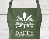 Mens Apron Personalised Gift - Fathers Day Gift for Dad Kitchen Baking BBQ Cooking Apron - Head Chef Apron - Grilling Apron Gift Idea AP042