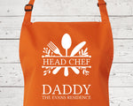 Mens Apron Personalised Gift - Fathers Day Gift for Dad Kitchen Baking BBQ Cooking Apron - Head Chef Apron - Grilling Apron Gift Idea AP042
