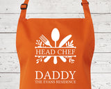 Mens Apron Personalised Gift - Fathers Day Gift for Dad Kitchen Baking BBQ Cooking Apron - Head Chef Apron - Grilling Apron Gift Idea AP042