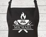 Mens Apron Personalised Gift - Fathers Day Gift for Dad Barbecue BBQ Cooking Apron - BBQ King of the Braai - Grilling Apron Gift Idea AP043