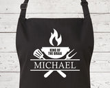 Mens Apron Personalised Gift - Fathers Day Gift for Dad Barbecue BBQ Cooking Apron - BBQ King of the Braai - Grilling Apron Gift Idea AP043