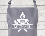 Mens Apron Personalised Gift - Fathers Day Gift for Dad Barbecue BBQ Cooking Apron - BBQ King of the Braai - Grilling Apron Gift Idea AP043