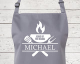 Mens Apron Personalised Gift - Fathers Day Gift for Dad Barbecue BBQ Cooking Apron - BBQ King of the Braai - Grilling Apron Gift Idea AP043