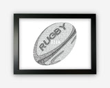 Personalised Rugby Gift Word Art Wall Print - Rugby Team Player Gift Rugby Ball Game Play Rugby Decor Gifts NP164