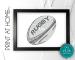 Personalised PRINTABLE Rugby Ball Word Art Gift Sports Gifts Wall Art Wall Prints Wall Art Digital Download Prints Game Match Play NP164