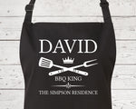 Mens Apron Gift - Personalised Fathers Day Gift for Dad Barbecue BBQ Cooking Apron - BBQ King of the Grill - Grilling Apron Gift Idea AP040