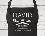 Mens Apron Gift - Personalised Fathers Day Gift for Dad Barbecue BBQ Cooking Apron - BBQ King of the Grill - Grilling Apron Gift Idea AP040
