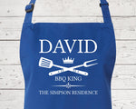 Mens Apron Gift - Personalised Fathers Day Gift for Dad Barbecue BBQ Cooking Apron - BBQ King of the Grill - Grilling Apron Gift Idea AP040