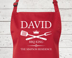 Mens Apron Gift - Personalised Fathers Day Gift for Dad Barbecue BBQ Cooking Apron - BBQ King of the Grill - Grilling Apron Gift Idea AP040