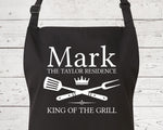 Mens Apron Personalised Gift - Fathers Day Gift for Dad Barbecue BBQ Cooking Apron - BBQ King of the Grill - Grilling Apron Gift Idea AP041