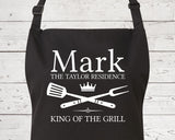 Mens Apron Personalised Gift - Fathers Day Gift for Dad Barbecue BBQ Cooking Apron - BBQ King of the Grill - Grilling Apron Gift Idea AP041