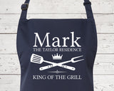 Mens Apron Personalised Gift - Fathers Day Gift for Dad Barbecue BBQ Cooking Apron - BBQ King of the Grill - Grilling Apron Gift Idea AP041
