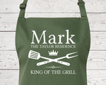 Mens Apron Personalised Gift - Fathers Day Gift for Dad Barbecue BBQ Cooking Apron - BBQ King of the Grill - Grilling Apron Gift Idea AP041