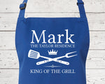Mens Apron Personalised Gift - Fathers Day Gift for Dad Barbecue BBQ Cooking Apron - BBQ King of the Grill - Grilling Apron Gift Idea AP041