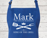 Mens Apron Personalised Gift - Fathers Day Gift for Dad Barbecue BBQ Cooking Apron - BBQ King of the Grill - Grilling Apron Gift Idea AP041