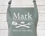 Mens Apron Personalised Gift - Fathers Day Gift for Dad Barbecue BBQ Cooking Apron - BBQ King of the Grill - Grilling Apron Gift Idea AP041