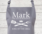 Mens Apron Personalised Gift - Fathers Day Gift for Dad Barbecue BBQ Cooking Apron - BBQ King of the Grill - Grilling Apron Gift Idea AP041