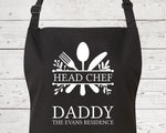 Mens Apron Personalised Gift - Fathers Day Gift for Dad Kitchen Baking BBQ Cooking Apron - Head Chef Apron - Grilling Apron Gift Idea AP042