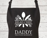 Mens Apron Personalised Gift - Fathers Day Gift for Dad Kitchen Baking BBQ Cooking Apron - Head Chef Apron - Grilling Apron Gift Idea AP042