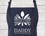 Mens Apron Personalised Gift - Fathers Day Gift for Dad Kitchen Baking BBQ Cooking Apron - Head Chef Apron - Grilling Apron Gift Idea AP042