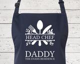 Mens Apron Personalised Gift - Fathers Day Gift for Dad Kitchen Baking BBQ Cooking Apron - Head Chef Apron - Grilling Apron Gift Idea AP042
