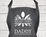 Mens Apron Personalised Gift - Fathers Day Gift for Dad Kitchen Baking BBQ Cooking Apron - Head Chef Apron - Grilling Apron Gift Idea AP042