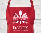 Mens Apron Personalised Gift - Fathers Day Gift for Dad Kitchen Baking BBQ Cooking Apron - Head Chef Apron - Grilling Apron Gift Idea AP042