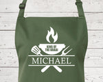 Mens Apron Personalised Gift - Fathers Day Gift for Dad Barbecue BBQ Cooking Apron - BBQ King of the Braai - Grilling Apron Gift Idea AP043
