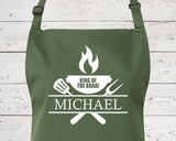 Mens Apron Personalised Gift - Fathers Day Gift for Dad Barbecue BBQ Cooking Apron - BBQ King of the Braai - Grilling Apron Gift Idea AP043