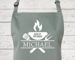 Mens Apron Personalised Gift - Fathers Day Gift for Dad Barbecue BBQ Cooking Apron - BBQ King of the Braai - Grilling Apron Gift Idea AP043