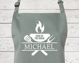 Mens Apron Personalised Gift - Fathers Day Gift for Dad Barbecue BBQ Cooking Apron - BBQ King of the Braai - Grilling Apron Gift Idea AP043