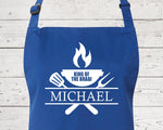 Mens Apron Personalised Gift - Fathers Day Gift for Dad Barbecue BBQ Cooking Apron - BBQ King of the Braai - Grilling Apron Gift Idea AP043