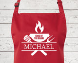 Mens Apron Personalised Gift - Fathers Day Gift for Dad Barbecue BBQ Cooking Apron - BBQ King of the Braai - Grilling Apron Gift Idea AP043