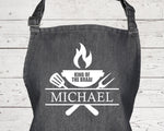 Mens Apron Personalised Gift - Fathers Day Gift for Dad Barbecue BBQ Cooking Apron - BBQ King of the Braai - Grilling Apron Gift Idea AP043