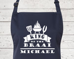 Mens Apron Personalised Gift - Fathers Day Gift for Dad Barbecue BBQ Cooking Apron - BBQ King of the Braai - Grilling Apron Gift Idea AP046