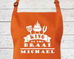 Mens Apron Personalised Gift - Fathers Day Gift for Dad Barbecue BBQ Cooking Apron - BBQ King of the Braai - Grilling Apron Gift Idea AP046