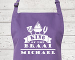 Mens Apron Personalised Gift - Fathers Day Gift for Dad Barbecue BBQ Cooking Apron - BBQ King of the Braai - Grilling Apron Gift Idea AP046