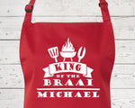 Mens Apron Personalised Gift - Fathers Day Gift for Dad Barbecue BBQ Cooking Apron - BBQ King of the Braai - Grilling Apron Gift Idea AP046