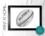 Personalised PRINTABLE Rugby Gift Word Art Wall Print - Rugby Team Player Gift Rugby Ball Game Play Rugby Digital Download Prints DDNP164