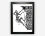 Personalised Female Rock Climbing Gifts Word Art Print - Abseiling Girl Gifts Wall Custom Word Women Wall Art A3 A4 A5 8x10 Print SMF001