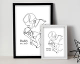 Fathers Day Line Art Print Personalised Gift for Dad from Son Daughter - Our First Father's Day Gifts Custom design to Dad from Kids SMP002