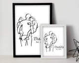Fathers Day Line Art Print Personalised Gift for Dad from Son Daughter - Our Daddy Father's Day Gifts Custom design to Dad from Kids SMP004