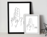 Fathers Day Line Art Print Personalised Gift for Dad from Son Daughter - Our First Father's Day Gifts Custom design to Dad from Kids SMP003