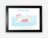 Personalised Swimming Teacher Appreciation Gifts Word Art Print - Gifts Wall Decor Custom Word Cloud Wall Art A3 A4 A5 8x10 Print ST0031
