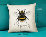 Personalised Bumble Bee Cushion Gift Printed Name Design - Cushion Throw Pillow Gift For Beekeeper Gardener Gardening Christmas Gift CS038