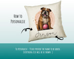 Personalised Bulldog Cushion Gift Printed Name Design - Cushion Throw Pillow Gift For Dog Lover Dog Mum Dad CS309