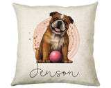 Personalised Bulldog Cushion Gift Printed Name Design - Cushion Throw Pillow Gift For Dog Lover Dog Mum Dad CS309