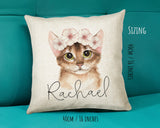Personalised Cat Lover Cushion Gift Printed Name Design - Cushion Throw Pillow Gift For Boys Nursery Bedroom Birthday Christmas Gift CS043
