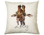 Personalised Giraffe Cushion Gift Printed Name Design - Cushion Throw Pillow Gift For Mum Dad Friend Bedroom Birthday Christmas Gift CS155